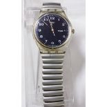 SWATCH WRISTWATCH. Swatch gents day date wristwatch on stainless steel bracelet