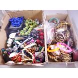 COSTUME JEWELLERY. Two boxes of mixed costume jewellery