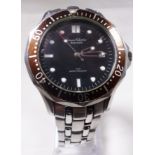 BLACK FACED WRISTWATCH. Black faced stainless steel fashion wristwatch
