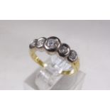 18CT DIAMOND RING. 18ct gold 0,50ct five stone diamond ring