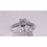 9CT DIAMOND SOLITAIRE RING. 9ct white gold 0,25ct diamond solitaire ring, size M