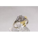 9CT DIAMOND CLUSTER RING. 9ct white gold diamond cluster ring