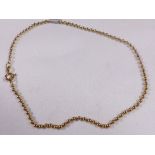 9CT ANKLET. 9ct gold ball chain anklet