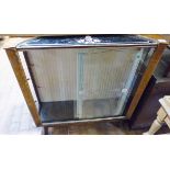 DISPLAY CABINET. Two glazed door display cabinet with painted decorative panel top