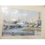 PASTEL ON PAPER. Pastel on paper harbour scene, signed Murray 70, 36 x 24cm