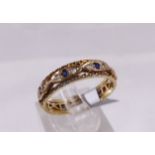 9CT ETERNITY RING. 9ct gold vintage blue and white stone full eternity ring, size P