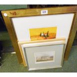 MIXED ARTWORK. Three mixed pieces of framed and glazed artwork