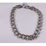 SILVER CURB BRACELET. Sterling silver gents solid curb bracelet