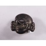 WWII PANZER SKULL. German WWII silver? Panzer skull