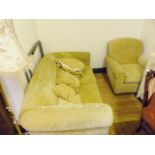 SETTEE AND CHAIR. Large two seater settee and matching armchair