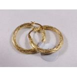 9CT HOOP EARRINGS. 9ct gold hoop earrings, W ~ 2.4cm