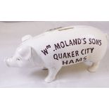 PIG MONEY BOX. Cast iron pig money box, L ~ 19cm