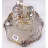 ASSORTED ITEMS. Silver plated sauce boat with matching tray plus further tray and pewter sugar