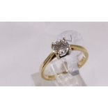 9CT DIAMOND RING. 9ct gold 0,2ct diamond solitaire ring, size J