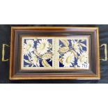 TEA TRAY. Maws framed tiles tea tray, L ~ 43cm