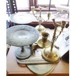 BRASS ITEMS. Selection of mixed Eastern brassware, brass place mats and brass stands