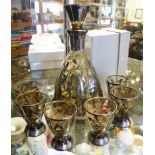 LIQUER SET. Venetian glass liquer set, decanter and six glasses