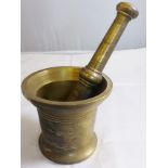 PESTLE AND MORTAR. Brass pestle and mortar