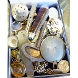MIXED COLLECTABLES. Mixed box of collectables including watch keys, coins and chains
