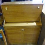 SCHREIBER BUREAU. Schreiber drop front bureau with twin door cupboard, W ~ 85cm