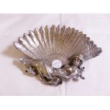 ART NOUVEAU DISH. Cast metal Art Nouveau dish in the form of a lady holding a fan