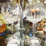 WATERFORD GOBLETS. Pair of Waterford cut crystal toasting goblets with love heart designs