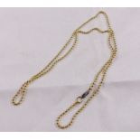 BEAD NECKLACE. Gold plated silver bead necklace, L ~ 60cm