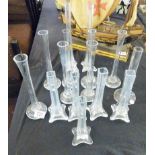 FLUTED VASES. Fifteen mixed glass fluted vases, various sizes
