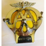 AA CAR BADGE. Vintage AA car badge marked 6B37700