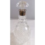 WATERFORD DECANTER. Waterford cut crystal hallmarked silver collared decanter, assay marks for