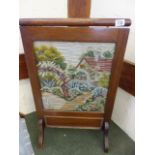 TAPESTRY FIRESCREEN. Tapestry firescreen with mahogany frame