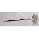 GEORGIAN TODDY LADLE. Georgian hallmarked silver toddy ladle with whale bone handle, hallmarked