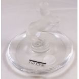 LALIQUE TRINKET TRAY. Lalique glass cheval trinket tray with box H~9cm