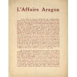 Surrealismus - - L'Affaire Aragon. (Paris, 1932). 1 Bl. 27 x 21 cm.Erste Ausgabe des