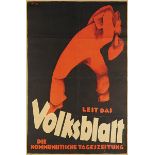 Plakate - - Peri, Laszlo (eig. L. Weiß). Lest das Volksblatt. Die kommunistische Tageszeitung.