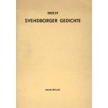 Brecht, Bertolt. Svendborger Gedichte. London, Malik, (Mai) 1939. 87 S. 22 x 15,5 cm. Original-