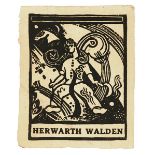 Campendonk, Heinrich. Exlibris Herwarth Walden. Original-Holzschnitt. Druck auf starkem,