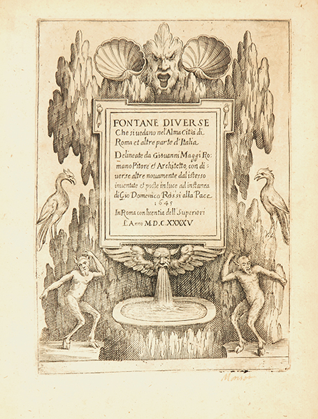 Gartenarchitektur - - Maggi, Giovanni. Fontane diverse che si uedano nel'alma citia di Roma et