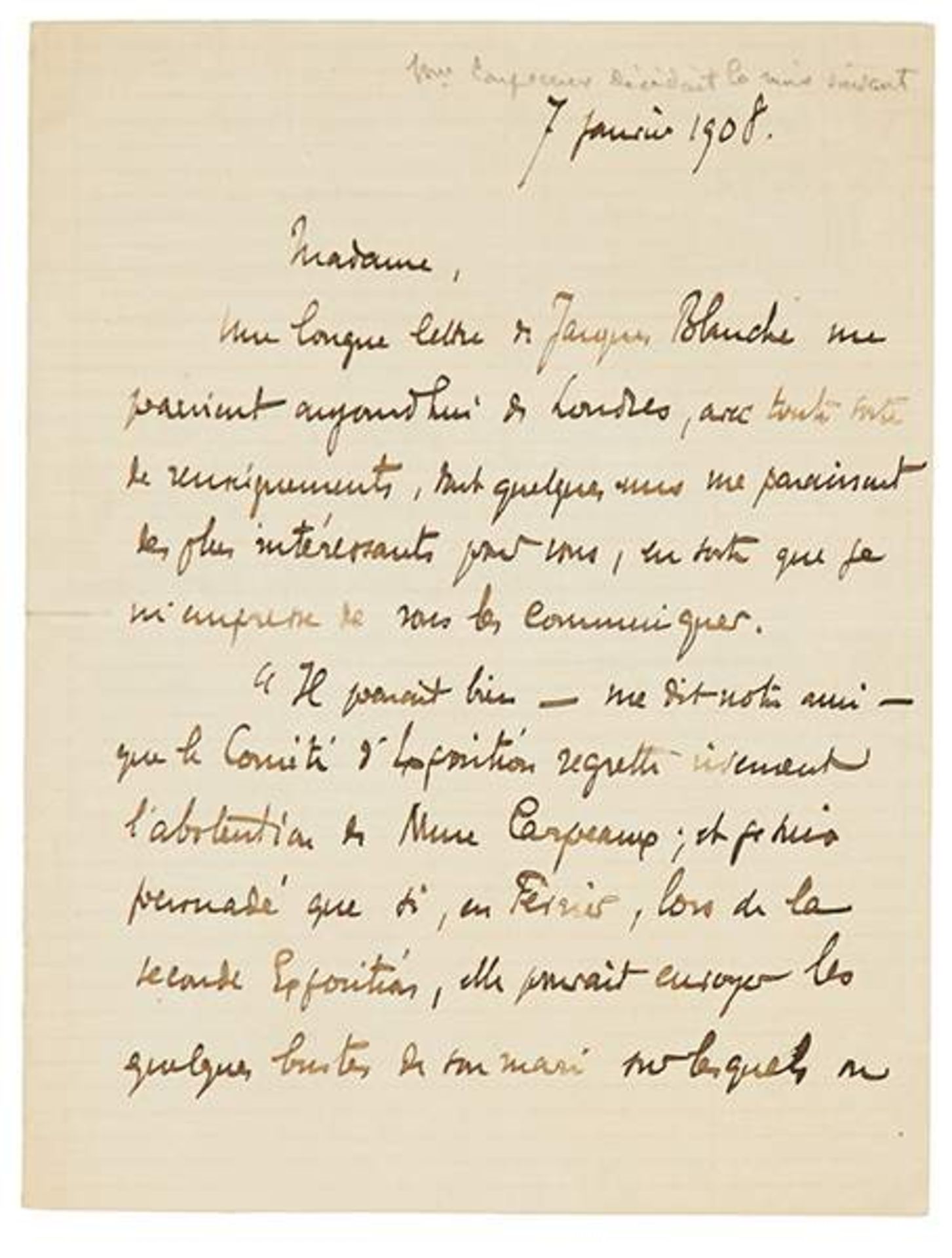 Rodin, Auguste. Eigenhändiger signierter Brief und eigenhändig beschriftete unsignierte - Image 4 of 5