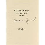 Hesse, Hermann. Nachruf für Marulla (1880-1953). Privatdruck. Montagnola, Eigenverlag, 1953. 14 S.