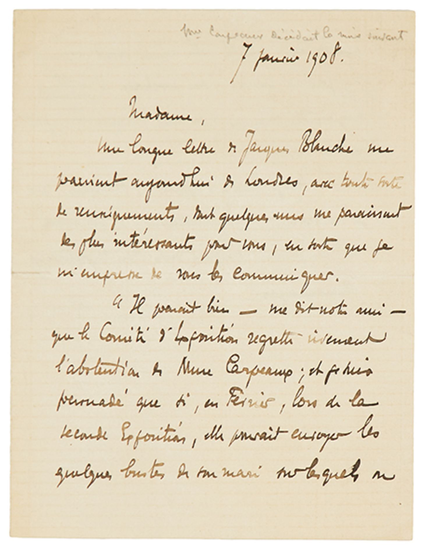 Rodin, Auguste. Eigenhändiger signierter Brief und eigenhändig beschriftete unsignierte - Image 2 of 5