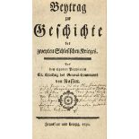 Militaria - - Nassau, Christoph Ernst Graf von. Beytrag zur Geschichte des zweyten Schlesischen