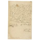 Schlegel, August Wilhelm von. Eigenhändiger, annähernd ganzseitiger Brief an den Geheimen