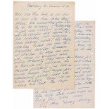 Göring, Emmy. Vierseitiger handschriftlicher Brief an Luise Katharina Jodl. Etzelwang, 21. Januar
