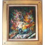 BOUQUET DE FLEURS MULTICOLORES Huile sur toile. Signé au bas à droite Falcucci (1900-1989) H :