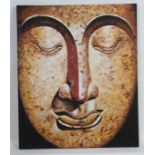 BUDDHA DE FACE Huile sur toile contemporaine Epoque XXème siècle H : 120 ; L : 100 cm