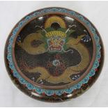 CLOISONNE ASIATIAQUE En bronze incrsuté d'émaux Epoque XIXème siècle H : 4, 5 ; D : 15 cm