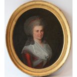 TABLEAU "PORTRAIT DE FEMME DE QUALITE LOUIS XVI" Hule sur toile encadrée, représentant le portrait