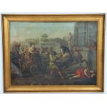 TABLEAU ITALIEN "SCENE ANTIQUE" XVIIIè Huile sur toile, encadrée, représentant dans la Rome