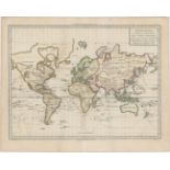 Pierre Francois Tardieu 1785 Mappe-Monde Suivant la Projection des Cartes Reduites; ou l'on a